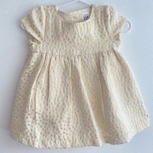 Baby Gap White and Gold Brocade Dress 3-6M
